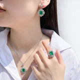 NEW ARRIVAL - Lab Emerald Gemstone Vintage Lab Diamond Wedding Jewelry Sets - The Jewellery Supermarket