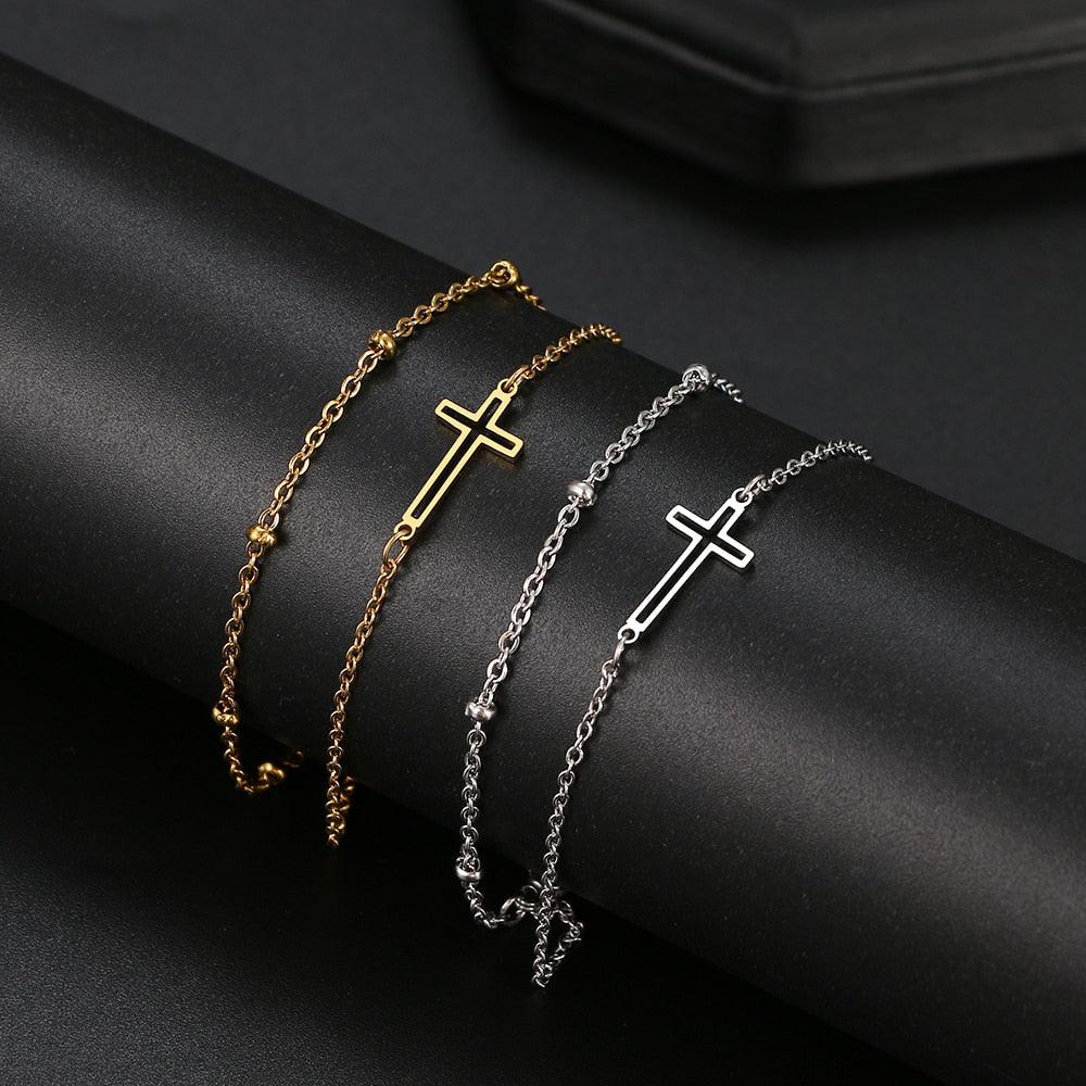 NEW Classic Fashion Style Double Layer Stainless Steel Cross Bracelets For Women Fine Fashion Jewellery - The Jewellery Supermarket