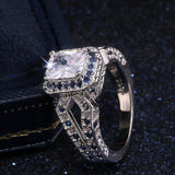 Adorable New Luxury Blue Color Princess Cut AAA+ Cubic Zirconia Diamonds Fashion Ring - The Jewellery Supermarket