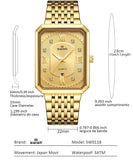 NEW ARRIVAL - Golden Luxury Rectangle Quartz Stainless Steel Bracelet Wristwatches - The Jewellery Supermarket