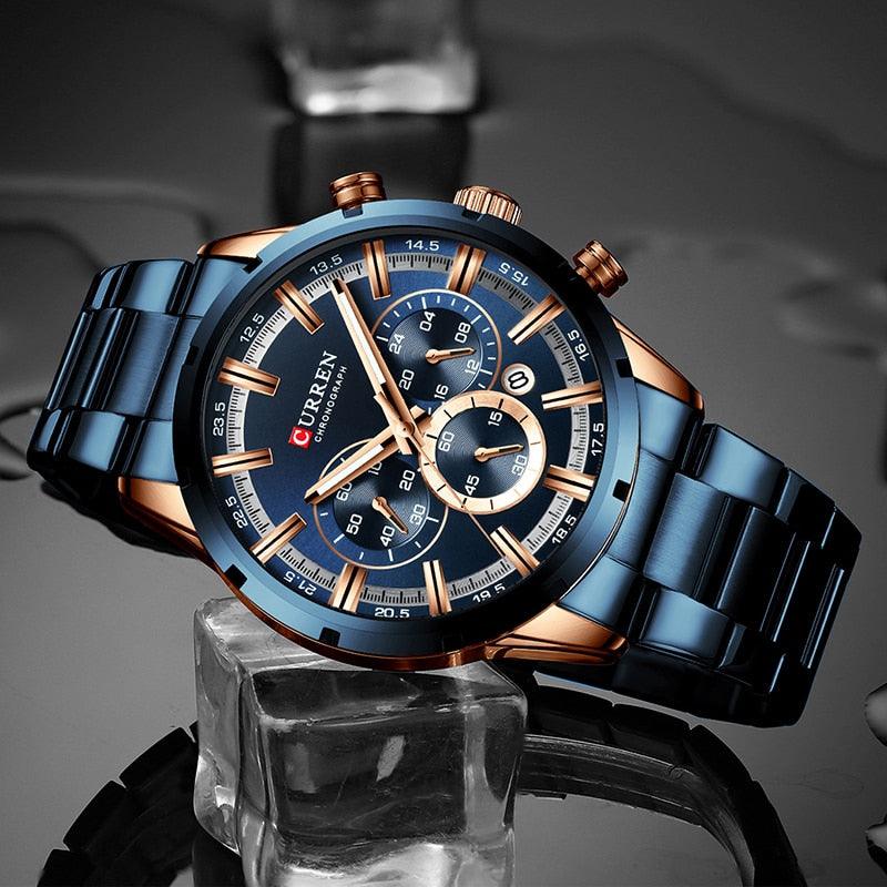 NEW MENS WATCHES - Top Brand Full Steel Waterproof Chronograph Luxury Sports Quartz Watches - The Jewellery Supermarket