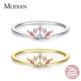 Charming Crown Rainbow Fire Color Delicate Sterling AAA+ CZ Diamonds Ring - The Jewellery Supermarket