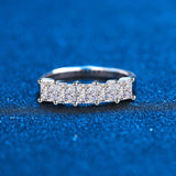 4MM Each Stone High Quality Moissanite Diamonds 5 Stone Princess Cut Total 2 Carats D Color VVS Clarity Ring