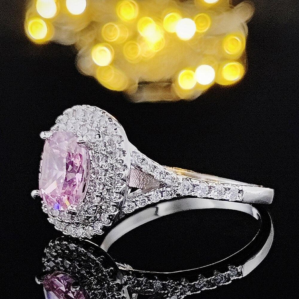 New Arrivals Stunning Pink Yellow Cushion Cut AAA+ Quality CZ Diamonds Luxury Ring - The Jewellery Supermarket