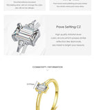 Elegant Silver Classic Charm Emerald Cut AAA+ Zirconia Diamond Ring - The Jewellery Supermarket