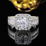 New arrivals Designer Luxury Round Cut Halo Silver color AAA+ Quality CZ Diamonds Ring