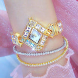 Fashion Crystal Quartz Rhinestone Golden Colour Ladies Watch