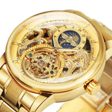 NEW -  Gold Skeleton Tourbillon Moon Phase Luminous Luxury Skeleton Watches