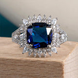 NEW ARRIVAL Silver 925 Ring With Blue Zircon Lab Sapphire Luxury Fashion Ring - The Jewellery Supermarket