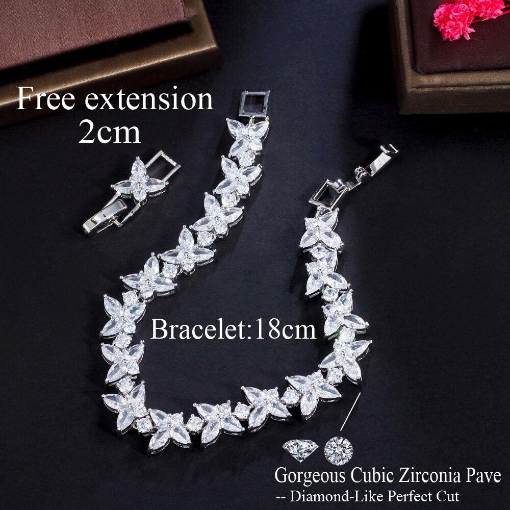 Paved Leaf Shape Super Gorgeous White AAA+ Cubic Zirconia Simulated Diamonds Tennis Bracelets for women - The Jewellery Supermarket