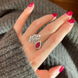 VINTAGE FASHION RINGS Luxury Burgundy AAA+ Zircon Flower Engagement Rings - The Jewellery Supermarket