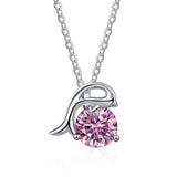 Charming Lovely Dolphin Multi Colour 1ct Round Cut High Quality Moissanite Diamonds Necklace -Fine Jewellery - The Jewellery Supermarket