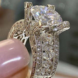New Arrival - Luxury Halo silver color Round Cut Designer AAA+ Quality CZ Diamonds Ring - The Jewellery Supermarket