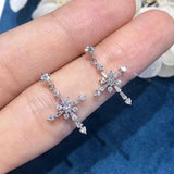 Charming Fancy Cross Dangle Earrings with Crystal Cubic Zirconia - Best Selling Religious Jewellery