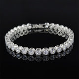 Luxury Women silver color Round Tennis Bangles Hand Wedding Jewelry
