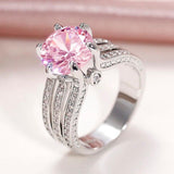 Luxury Trendy Three Metal Color Pink/White AAA+ Cubic Zirconia Diamonds Ring