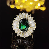 New Luxury Green Gold Color Oval Cut AAA+ Quality CZ Diamonds Engagement Rings - The Jewellery Supermarket