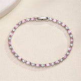 Simple Pink Rectangle AAA+ Cubic Zirconia Simulated Diamonds Charming Tennis Bracelets for Women