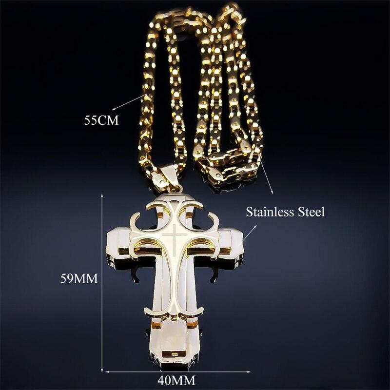 MHS.SUN Luxury Big Cross Pendant Necklace With Cubic Zircon Women Chain  Necklace Men Faith Religion Jewelry For Party Gift