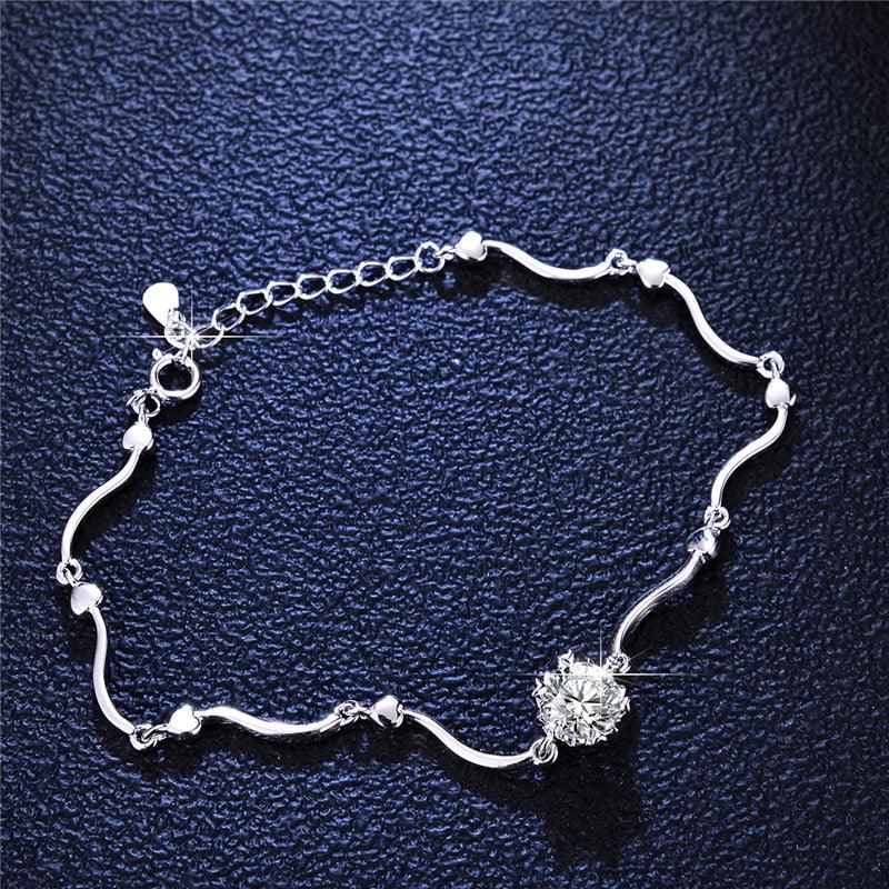 NEW ARRIVAL - Real 1.0 Carat Heart Snowflake Moissanite D Color VVS1 Super White Diamond Silver Bracelet - The Jewellery Supermarket