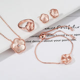 NEW 4pcs/Set Luxury Clover Necklace/Earrings/Ring/Bracelet Gold Colour Four Leaf Clover Luxury Jewellery - The Jewellery Supermarket