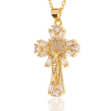 New Religious Jewellery Jesus Cross Pendant Necklace Inlaid with Quality Zircon Women's Necklace Ideal Gift