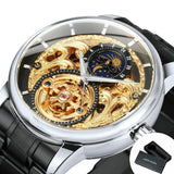 NEW - Gold Skeleton Tourbillon Moon Phase Luminous Luxury Skeleton Watches - The Jewellery Supermarket