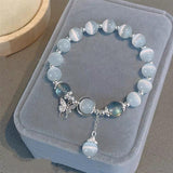 Original Opal Sea Blue Treasure Moonlight Crystal Charm Bracelets - Light Luxury Elastic Bracelet Jewellery