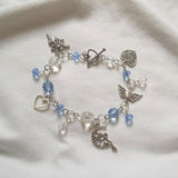 Low Price Cute Blue Fairy Charm Bracelet Beaded Hand Assembled Pastel Fairy Gift