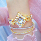 Fashion Crystal Quartz Rhinestone Golden Colour Ladies Watch - The Jewellery Supermarket