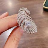 NEW VINTAGE RINGS Feather CZ Diamond 925 sterling silver Promise Engagement Ring - The Jewellery Supermarket