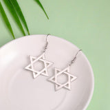 NEW Star of David Gold Silver Color Hollow Hexagram Drop Earrings For Women - The Jewellery Supermarket