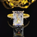 New Arrival Luxury Rectangle Cut Delightful AAA+ Quality CZ Diamonds Engagement Ring