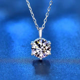 Super 1 or 2 Carat 6 Prong Real High Quality Moissanite Diamonds Necklace For Women - Luxury Fine Jewellery