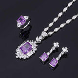 NEW ARRIVAL - Charming Lab Amethyst Gemstone Lab Diamond Silver 925 Wedding Jewelry Sets for Women