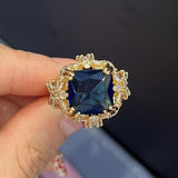 New Arrival Luxury Blue Princess Cut AAA+ Quality CZ Diamonds Fashion High End Ring
