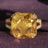 New Luxury Yellow Color Designer AAA+ Quality CZ Diamonds Engagement Ring