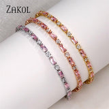 Simple Pink Rectangle AAA+ Cubic Zirconia Simulated Diamonds Charming Tennis Bracelets for Women - The Jewellery Supermarket