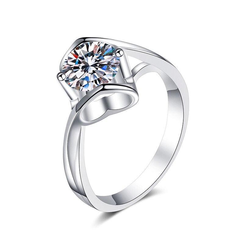 1 CT Diamond Heart Halo Engagement Ring For Women 925 Sterling