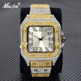 Luxury Square Brand Fashion Shiny Hip Hop Diamond Wristwatch Stylish Ice Out Waterproof Ultra Thin Watches