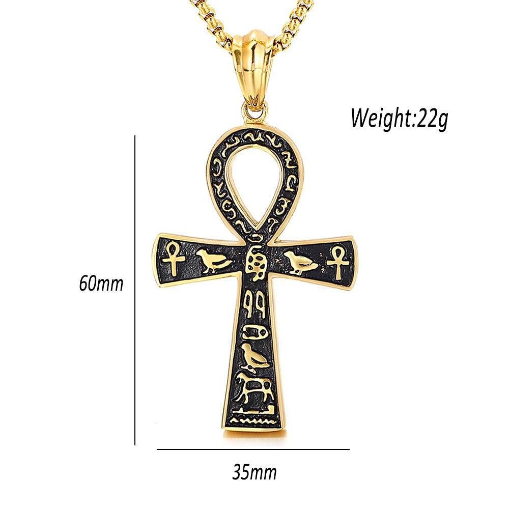 NEW Ancient Egyptian Ankh Cross Stainless 316L Steel Amulet Necklace For Men Women - The Jewellery Supermarket