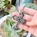 Antique Gold Color  Christian Pendant Necklace - Religious Jewelry Flower Cross Necklace For Women