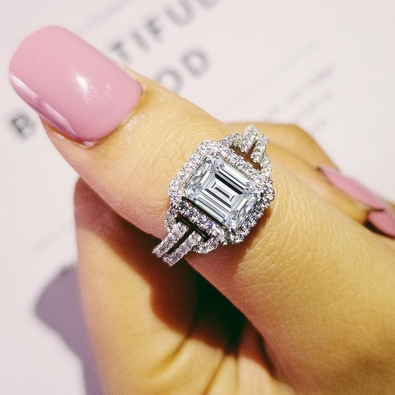 New Designer Princess Cut Luxury AAA+ Quality CZ Diamonds High End Fashion Ring - The Jewellery Supermarket