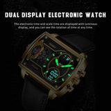NEW - Square Digital Waterproof Quartz Sport Dual Display New Watch for Men - The Jewellery Supermarket