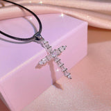 Exquisite personality Niche Design Clavicle AAA+ Cubic Zirconia Diamonds 925 Silver Flash cross necklace