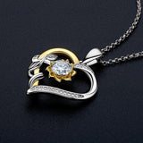 Heart Sunflower Design 6.5MM High Quality Moissanite Diamonds Heart Pendant Necklaces  - Fine Jewellery
