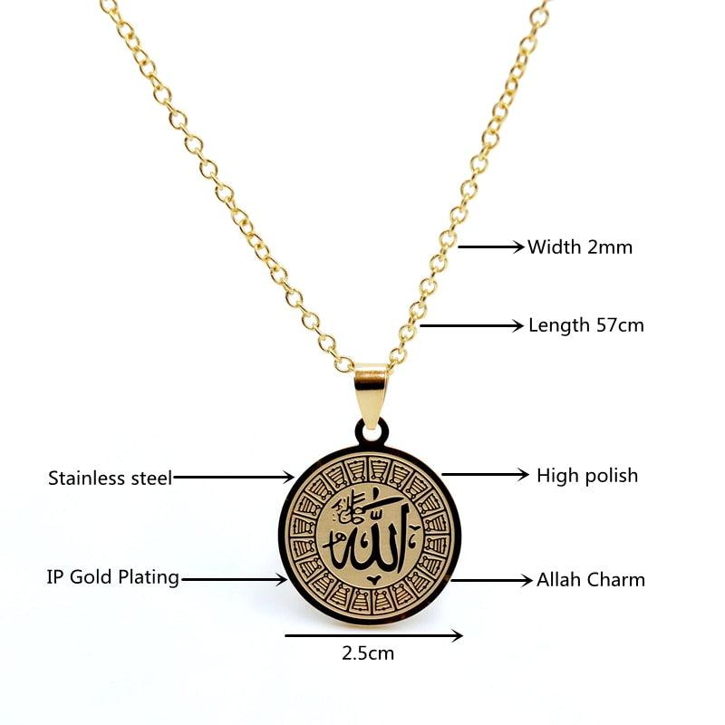 NEW Exquisite Stainless Steel Charming Islamic Allah Pendant Necklace for Men and Women - The Jewellery Supermarket