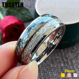 New Arrival Tungsten Blue Carbon Fiber Bright Meteorite Inlay Men. Women Domed Comfort Wedding Ring