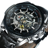 NEW - Luxury Men Silver Gold Skeleton Automatic Mechanical Wrist Military Watch