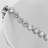 Luxury Women silver color Round Tennis Bangles Hand Wedding Jewelry - The Jewellery Supermarket